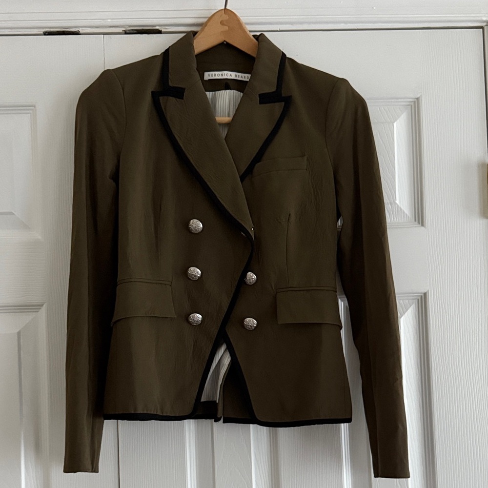 Veronica Beard Olive Green Blazer with Black Trim